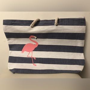 Womens Flamingo Tote Canvas Beach Vacation Bag - New